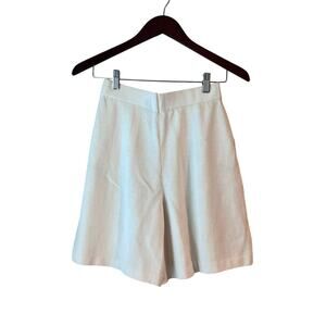 St. John Santana Knit Wide Leg High Waist Shorts Pleated Size 2 Off White Cream